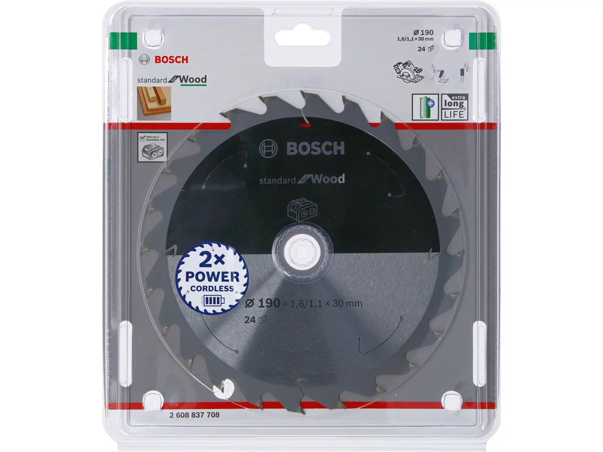 Lame standard for Wood Ø190x30mm 24 dents Bosch scie sans-fil